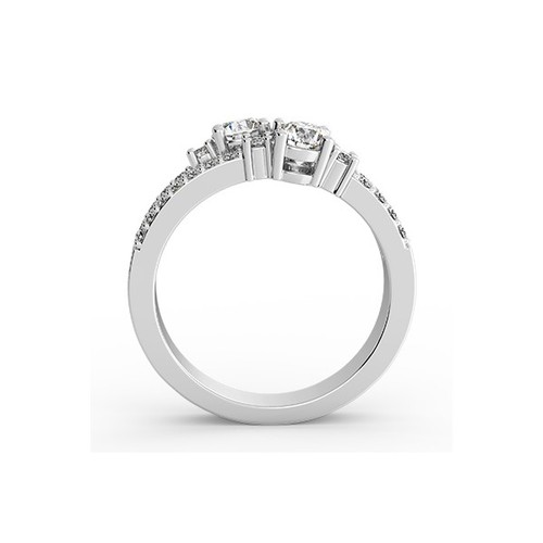 Anillo clásico de dos piedras de oro blanco con diamantes naturales redondos de 2,73 quilates E SI2 - Imagen 10 de 20
