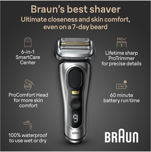 Braun Series 9 Pro+ 5+1 Shaving Tech, Model 9597cc, Silver Men's Electric USED - Picture 5 of 7