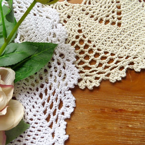 Set of 4 Vintage Hand Crochet Lace Doilies Flower Placemat Round Table Mat Pad - Picture 16 of 16