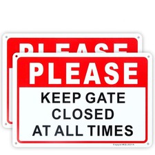 2 Pack Please Keep Gate Closed At All Times Sign 10x7 Inch Aluminum Sign Set