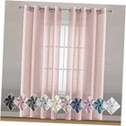 Miss SELETEX Natural Linen Sheer Curtains 52"W x 63"L (Pack of 2) Blush Pink