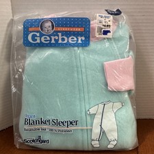 Vintage Gerber 6 Mo. Infant Blanket Sleeper Green 1992 USA New In Package