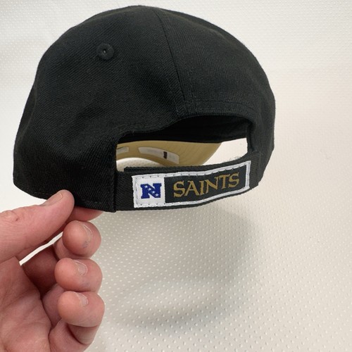 Gorra de béisbol New Era NFL Orleans Saints para hombre talla única negra dorada logotipo 9Forty - Imagen 6 de 6