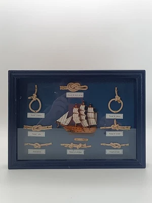 Cadre vitrine marine - Nœuds marins & Maquette voilier historique Mayflower - Photo 1/4