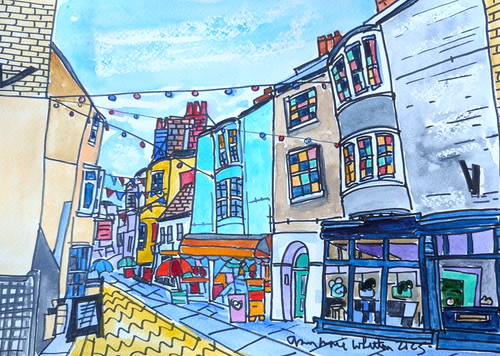 Original Watercolour Painting St Alban Street Weymouth by Ann Marie Whitton - Picture 3 of 8