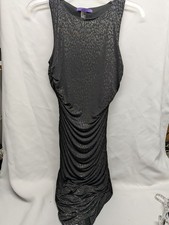 Black bodycon Dress Size Small, Black Metallic Dress with Silver Leopard Print