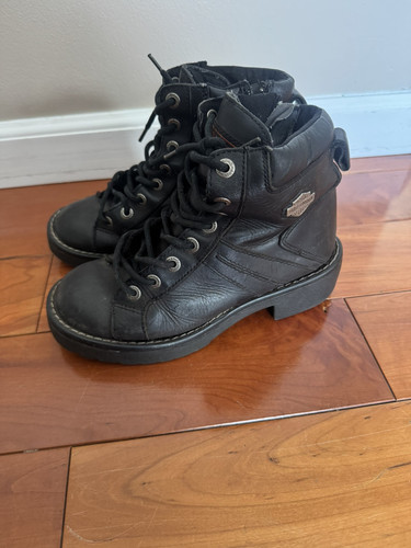 Harley Davidson Women's Black Leather Motorcycle Boots Ankle Zip #84051 Size 7 - Picture 5 of 10