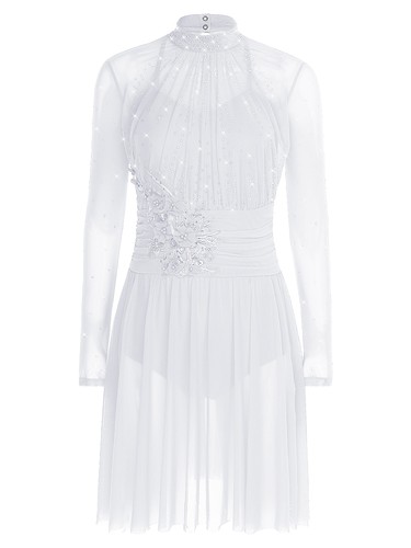 Women Lyrical Dance Dress Flower Contemporary Costume Back Hollow Ballet Dress - Picture 52 of 87