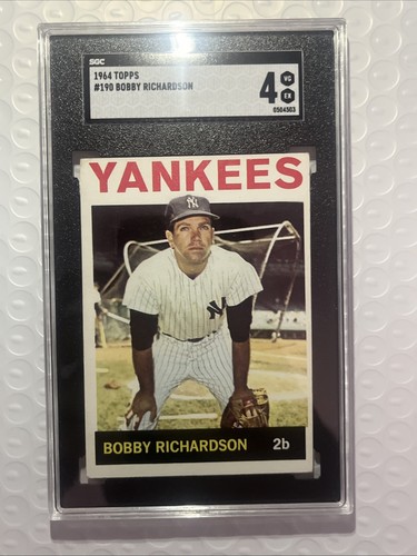 1964 Topps - Bobby Richardson #190 New York Yankees SGC 4 Sehr guter Zustand/Ex