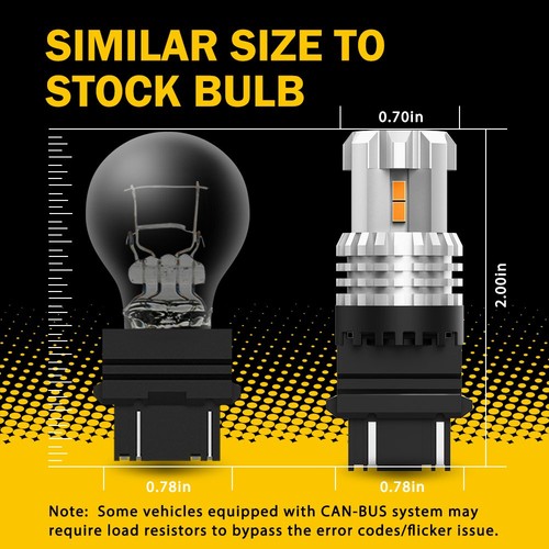 4 un. 3157 3047 3156 Bombillas LED Intermitente Luz Amarillo Ámbar Estacionamiento DRL - Imagen 7 de 12