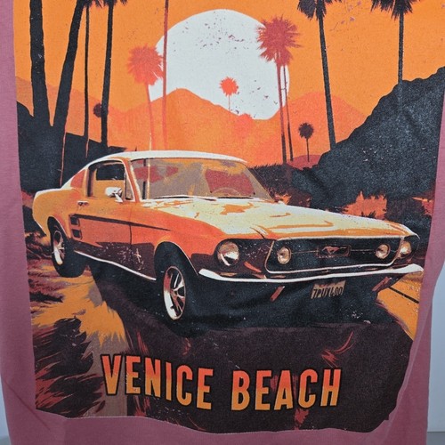 Ford Mustang “road Trip” Venice beach Tshirt. Men’s Medium. Pink. NWT - Picture 4 of 5