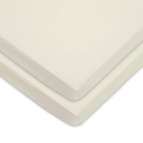 Twin Pack Knit Fitted Pack N Play Playard Sheet Made with Organic Cotton, Nat...