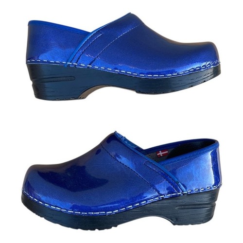  Sanita Clogs Women's Patent Leather Royal Blue  Size US4 EUR 35 Nurse Shoes  - Picture 2 of 14