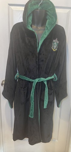 Accappatoio Harry Potter Serpeverde Adulto Taglia XL Nero Verde Cappuccio Peluche Cintura - Foto 7 di 7