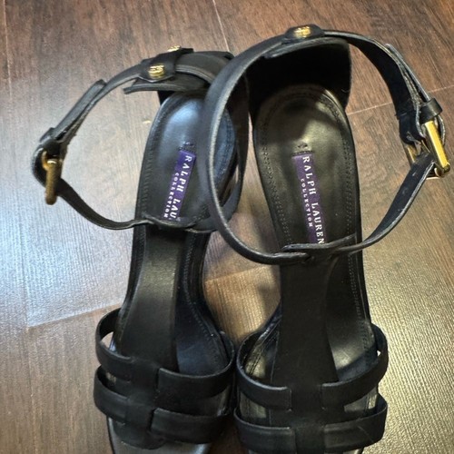 Ralph Lauren Collection Purple Label Leather Wood Heel Sandals Sz 9 - Picture 6 of 14