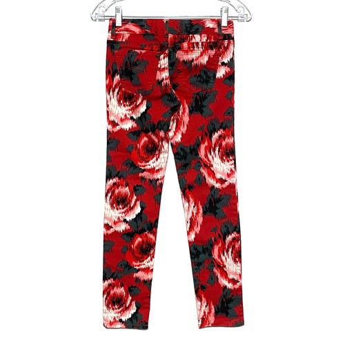 Gap Kids 1969 Super Skinny Floral Rose Jeans Black Red Girls 10 Regular Stretch - Picture 2 of 10