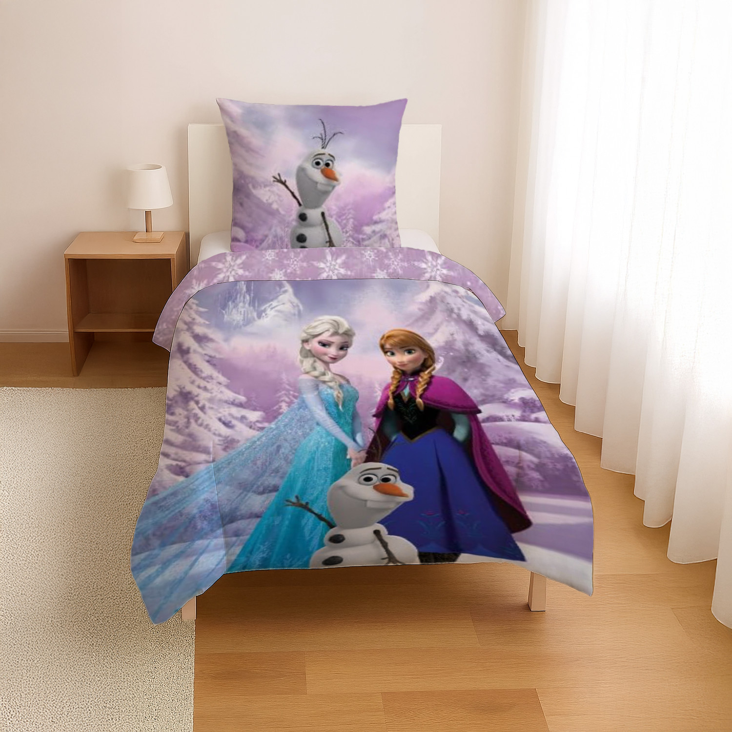 Disney Frozen Bettwäsche-Set Anna, Elsa Olaf 135x200cm 100 Baumwolle