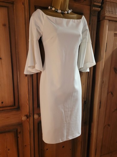 Joseph Ribkoff Ivory Bardot Style Dress Size 10 Special Occasion Wedding - Picture 5 of 8