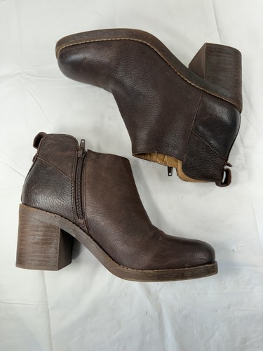 Crown Vintage Hashel Brown Expresso Leather Heel Ankle Boot Side Zip size 8 Cro - Picture 4 of 15
