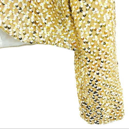 Steven Stoller US 14 American VINTAGE 80s Gold Sequin Bolero Crop Jacket - Picture 7 of 10