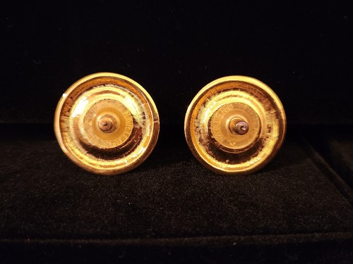 VTG Napier Faux Blue Lapis and Gold Tone Stud Earrings Signed - Picture 2 of 4