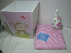 3 pcs Tiddliwinks Girl Safari Waste Basket Lotion Pump & Shower Curtain - Monkey