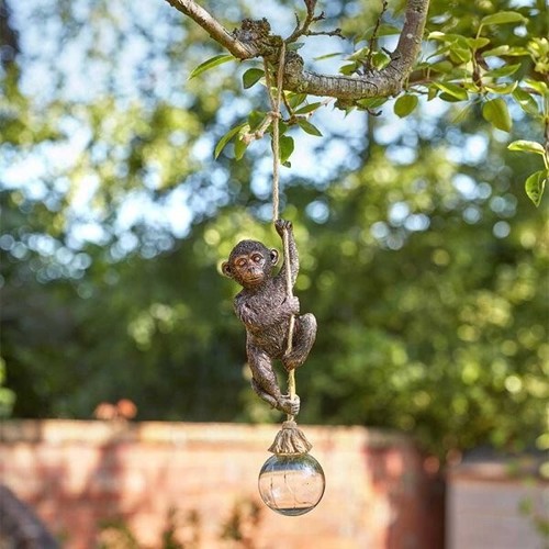 Schaukelnder Affe Garten Licht Ornament hängend Outdoor Tier Deko Seil Klettern - Bild 3 von 24