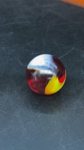 Peltier Christensen Vetro Vortice Marmo 0,6” Rosso Bianco Arancione Akro Agata - Video 1 di 1