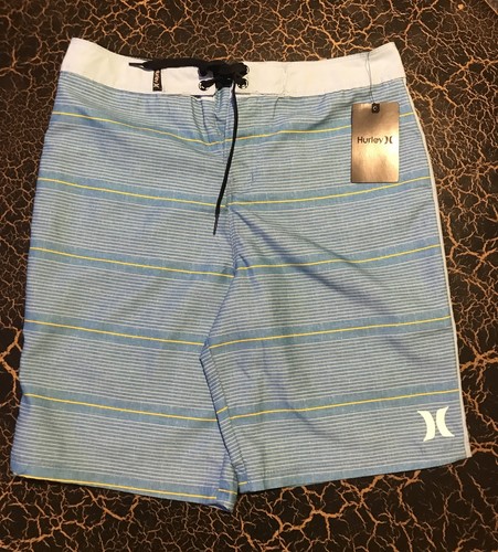 Hurley Boys Board Shorts Swim Trunks Blue Stripe Design Swimming Sz 14 New - Picture 2 of 8