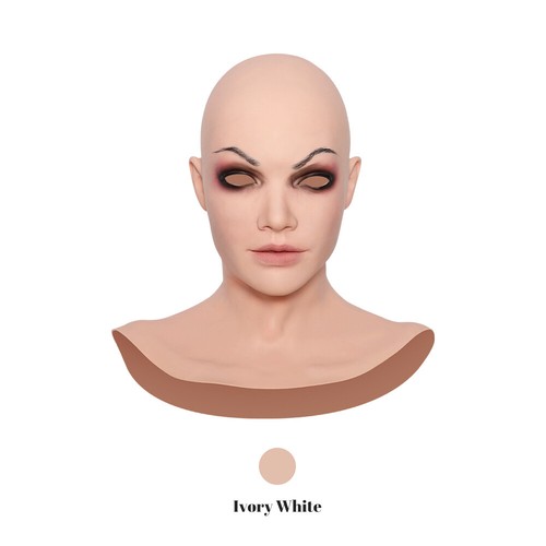 Silicone Female Realistic Female Mask Full Face with Neck Disguise Crossdresser - Picture 15 of 16