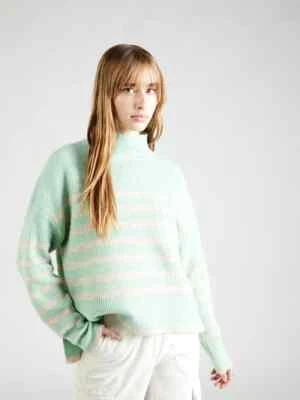 ONLY Grüner Gestreifter Fridi Strickpullover High Neck, Langarm, Größe L - Bild 1 von 2