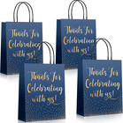 30 Pcs Blue Wedding Welcome Gift Bags for Guests Gold Foil Thanks for Celebratin