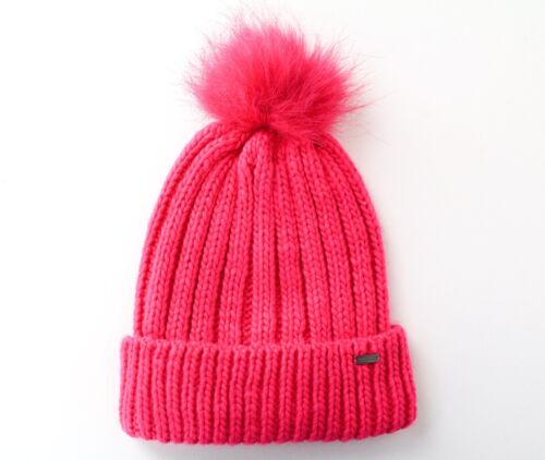 MAISON SCOTCH Women Hat OS Neon Pink Knitted Winter Pom Beanie - Picture 1 of 6