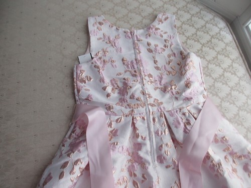 Poppies & Roses Girl's Pink/Gold Floral High-Low Fit & Flare Event Dress, Sz 12Y - Picture 10 of 10