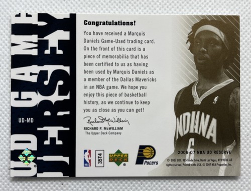 2006 UD Reserve Basketball #UD-MD Marquis Daniels - Picture 2 of 2