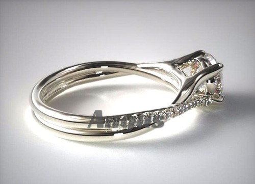 Anillo de compromiso solitario moissanita de corte redondo de 1,6 quilates oro blanco 14 K - Imagen 3 de 5