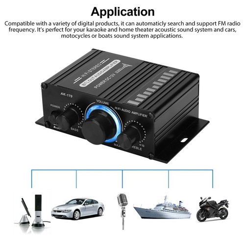 400W 12V 2 Channel Powerful Stereo Audio Power Amplifier HiFi Bass Amp Car Home - Picture 2 of 12