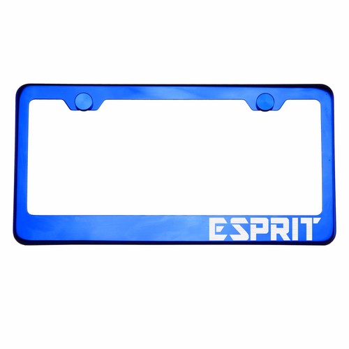 Blue Chrome License Plate Frame ESPRIT Laser Etched Metal Screw Cap - Picture 1 of 8