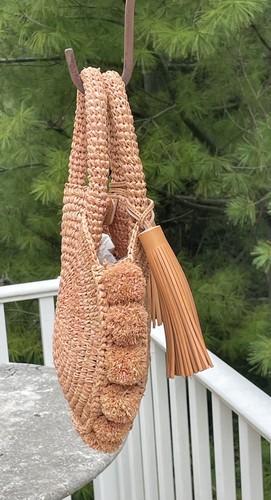 Loeffler Randall Circle Straw Tote Bag Purse - 第 4/8 張圖片