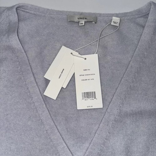 Vince Wool Cashmere Raglan Cardigan V-neck Light Blue White XXL;NWT - Picture 5 of 11