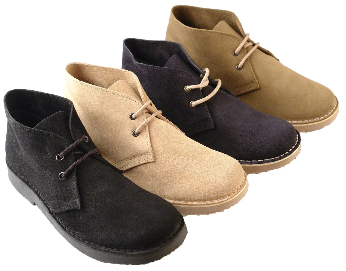 Unisex Wide Fitting Desert Suede Boots Shoes In 4 Colours