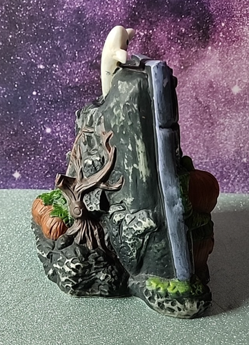 Vtg Halloween Ceramic Haunted House Ghost Black Cat Witch Skeletons Light Up - Picture 11 of 13