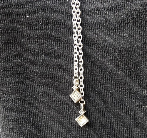 JUDITH JACK STERLING SILVER MARCASITE & CRYSTAL LARIAT STYLE NECKLACE W TASSELS - Picture 7 of 11