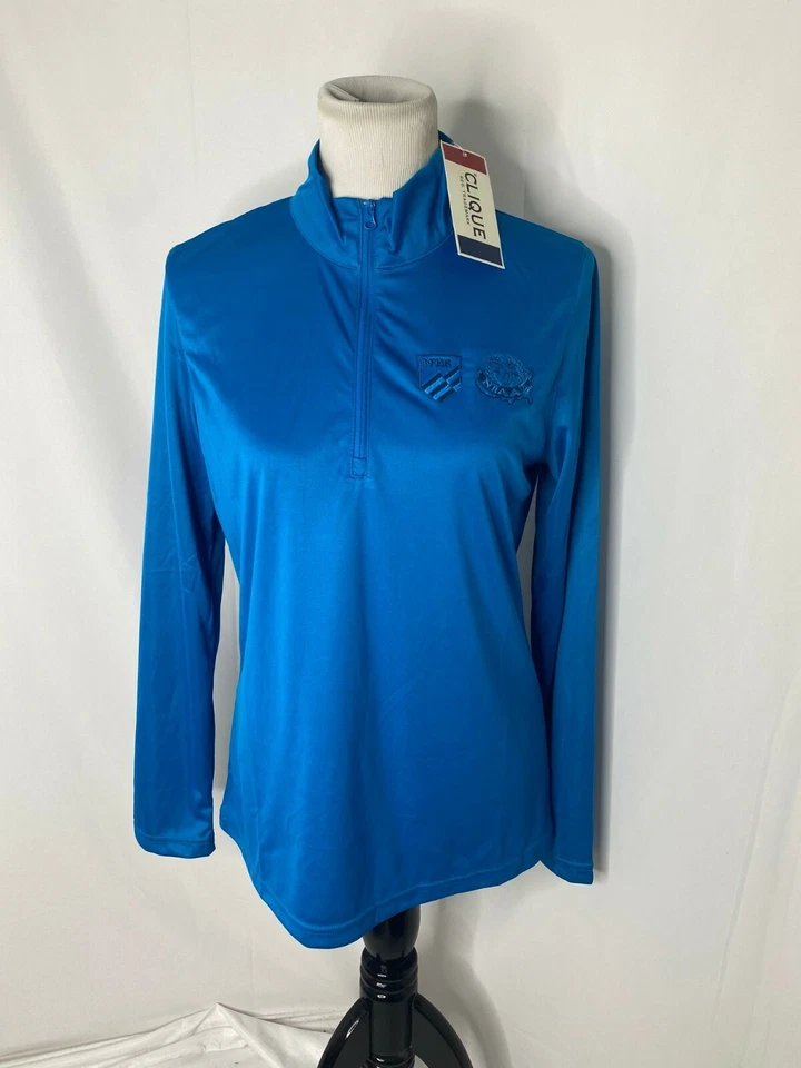 Camisa camarilla para mujer azul medio NFHS NIAAA fútbol media cremallera manga larga atlética Foto 2 de 4