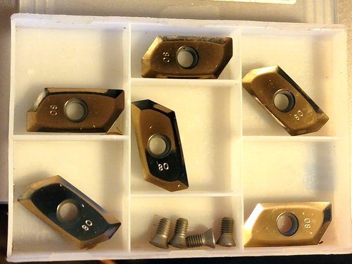 6 X Kennametal KG2508ELDJ KC410M Carbide Milling Insert TiB2 Finish, 1.239" Long - Picture 2 of 2