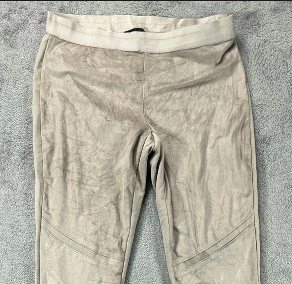 ELIE TAHARI Mujer Mediano Alto Imitación Gamuza Leggings Pantalones Beige Pull On 30X30 Foto 2 de 4