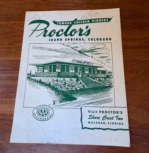 FOUR 1950 DINNER MENUS ESTES PARK IDAHO SPRINGS DENVER COLORADO PROCTOR'S+++ - Picture 5 of 12
