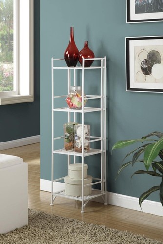 Xtra Storage 4 Tier Folding Metal Shelf, White - Picture 3 of 6