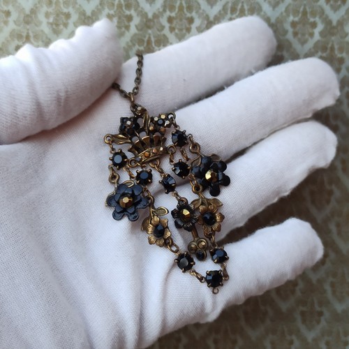 Michal Negrin Necklace Black Cluster Floral Gothic Chandelier Crystals Gift NWT - Picture 8 of 10