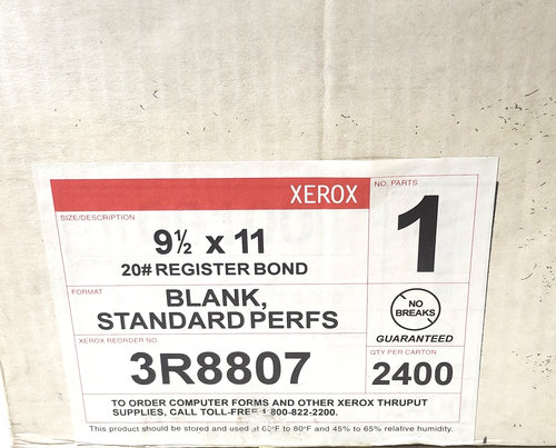 Xerox 2400 Blatt Dot Matrx Traktor Einzug Computer Papier Endlos NOS - Bild 3 von 3